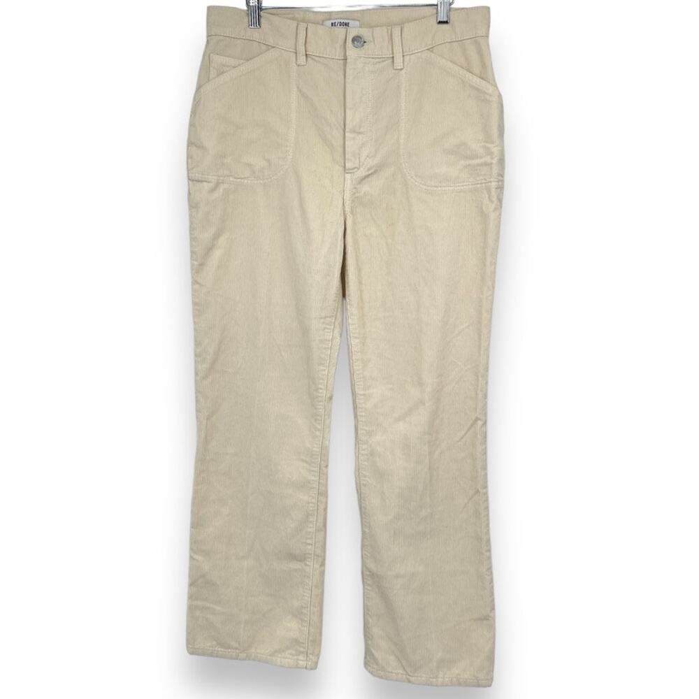 RE/DONE REDONE Cream Corduroy Straight Leg Pants Women's 30 100% Cotton
